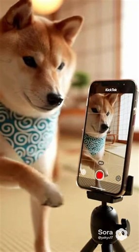 柴犬がキックトックで動画撮影🐕