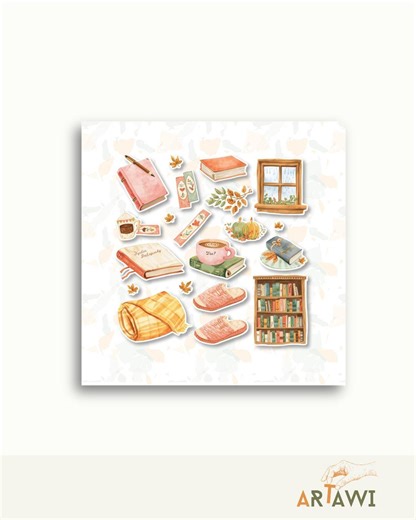 20 Bookworm Stickers Sheets - Aesthetic Bookish Planner & Journal Clipart | Bibliophile Bundle | Printable PNG - Etsy