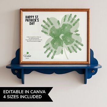 St Patricks Day Handprint Poem Shamrock Craft March Craftivity 4 Leaf Clover Art