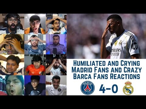 Humiliated Crying Madrid Fans and Crazy Barca Fans Reactions to PSG Thrashing REAL MADRID 4-0 | CWC
