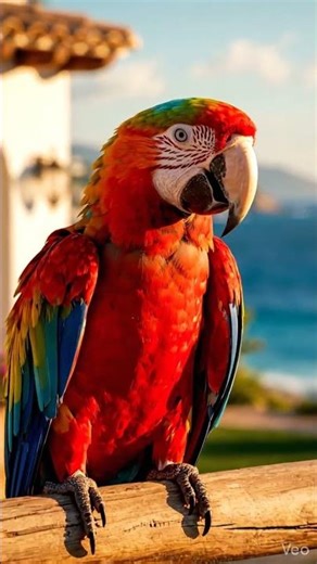 Mediterranean Macaw | Colorful Parrot by the Sea | Ultra Realistic 4K #Macaw #Parrot #Birds #Ocean
