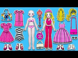 [🌸paper diy🌸] DIY Paper Dolls Dress Up 💖 Barbie Paper Dolls Quiet Book ❤️ Barbie Story & Crafts