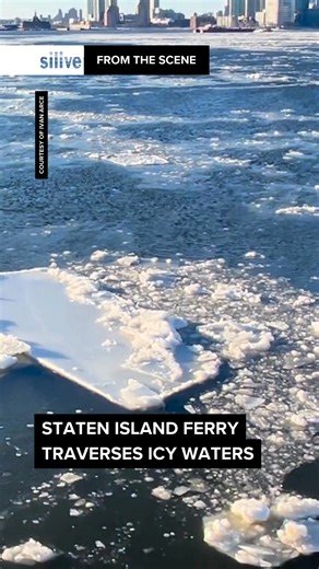 Icy waters surrounding the 4 p.m. Staten Island Ferry leaving Manhattan’s Whitehall Terminal for St. George today ⛴️ 🧊 | Staten Island Advance