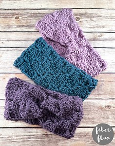 Winter Landscape Crochet Earwarmers, Free Pattern   Video - fiberfluxblog.com