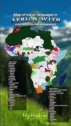 Map of Languages in Africa with more than 4 million native #languagemap #languageday #africa #maps