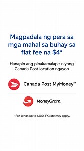 For a $4 flat fee*, send up to $100 at suportahan ang mga pinakamahalaga sa money transfer mula sa Canada Post. | Canada Post