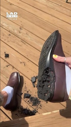 Womans shoes crumbles because of dry rot