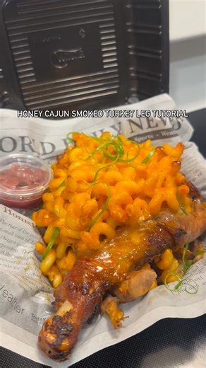 xFiresKitchenx Limited Liability Company | Honey Cajun Smoked Turkey Leg tutorial 🔥🍗 Slow smoked turkey leg stuffed with smoky Cajun mac & cheese and finished with Mike’s Hot Honey... | Instagram
