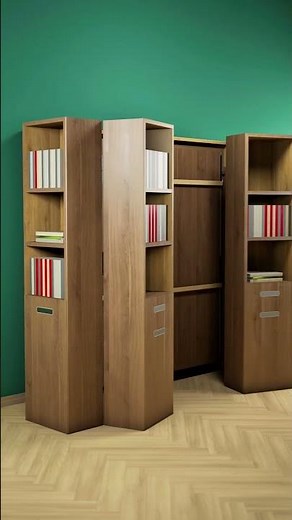 Bedroom Setup Design. This Bookshelf Turns Into a Murphy Bed in Seconds!