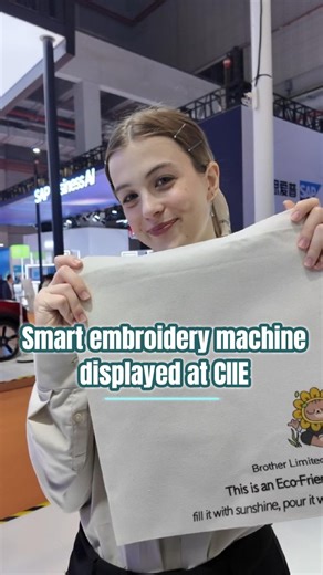 7.5K views · 36 reactions | 1,000 stitches in 1 minute! Watch how a smart embroidery machine displayed at the China International Import Expo helps visitors make bags with customized designs. | China Xinhua Sci-Tech | Facebook