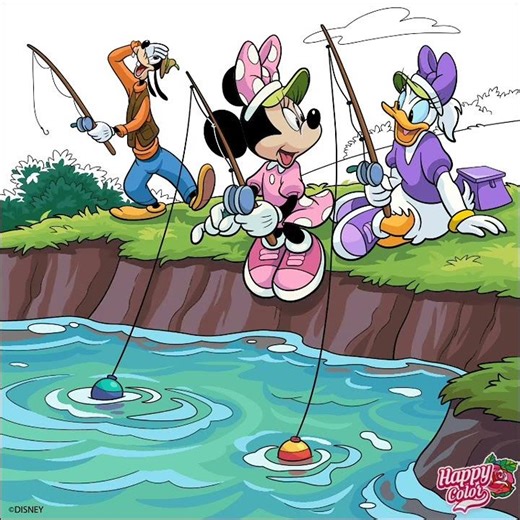 Happy Color - Disney Mickey Mouse: Minnie And Daisy With Goofy They Are Going Fishing (Disney)