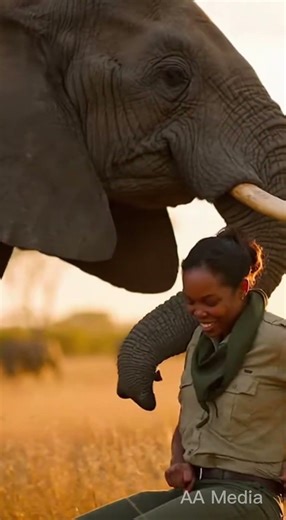 Heartwarming Elephant Hug: Wildlife Caretaker & Gentle Giant 🐘💛