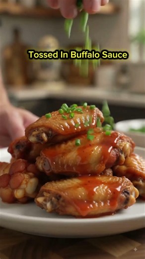 Crispy air fryer wings + buffalo sauce 😮‍💨No fryer needed. Perfect every time.