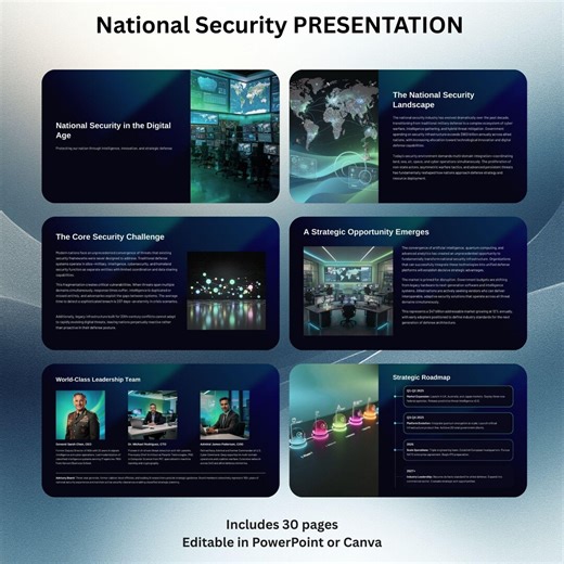 National Security Presentation Canva Template | Defense Strategy & Cyber Security Slides | Powerpoint - Etsy