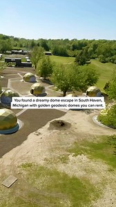 you just found your next getaway ✨ hi :) we’re daydreamer domes, a dreamy escape on 150 private acres in south haven, michigan. come stay in one of our golden domes and experience something totally different. book your stay through the link in our bio! #daydreamerdomes #glamping #southhaven #michigan #saugatuck #chicagoweekend | DayDreamer Domes & Dine Restaurant