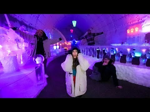 SLEEPING IN CASTLE MADE OF ICE!