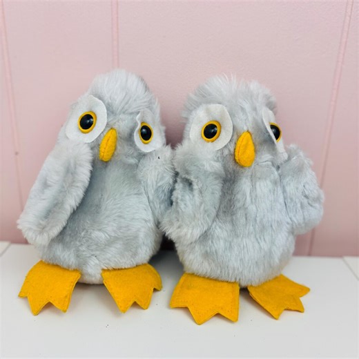 Vtg 1970s Set of 2 Owl Plush Stuffed Animals, Retro 80s Big Googly Eyed Bird Stuffed Animals - Etsy