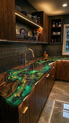 I Built a Luxury Emerald Epoxy Kitchen Countertop