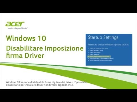 Windows 10 - Disabilitare Imposizione firma Driver