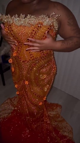 Elegant Orange Prom Dress - Etsy