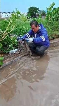 Cleaning clogged drains filled with debris after rain #unclogged #unclog #satisfying #drain