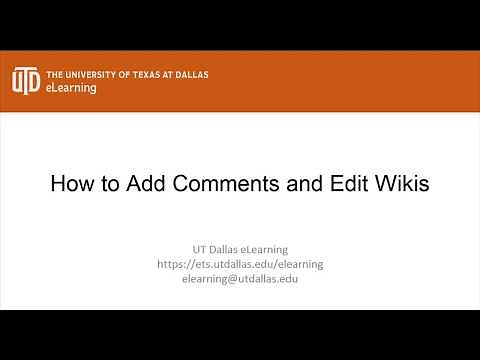 How to Add Comments and Edit Wikis