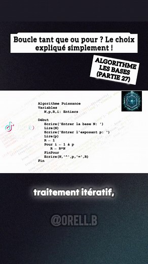 ALGORITHME LES BASES (PARTIE 27) Boucle tant que ou pour ? Le choix expliqué simplement ! #ALGORITHMES #PROGRAMATION #informatique #coding #astuce