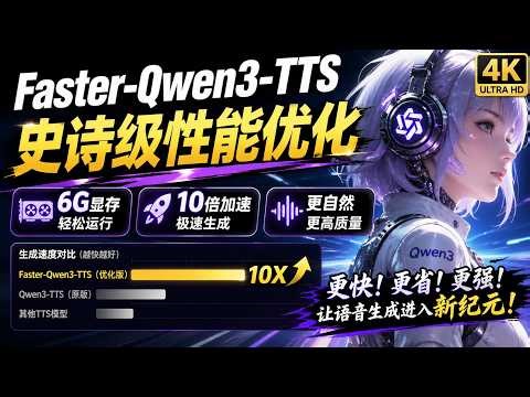 AI语音王者！实时语音推理速度X10倍！超高音质、仅需6G显存、Faster-Qwen3-TTS本地部署+实战教程 | Hex-电脑课堂