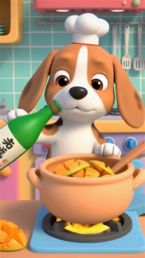So Cute Puppy Cooking Mango Shake 🥭🐶 | Puppy Chef Cartoon | Cute Cooking Animation