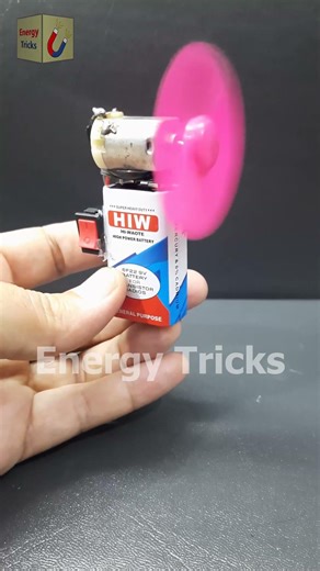 Mini Portable Fan Using DC Motor, Switch & 9V Battery 🔋⚡ DIY