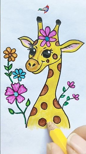 How to Draw Cute Giraffe 🦒 | Easy Step-by-Step Vibrant Colored Pencil #Art ✨ #drawing ‪@ARTAABID‬