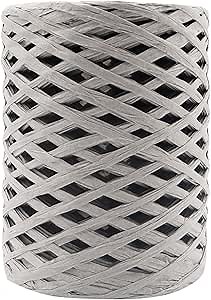 Mandala Crafts Gray Raffia Ribbon for Gift Wrapping - 100 Yards Natural Paper Straw Raffia String for Crafts, Bows, Decoration, Floral Arrangements, and DIY Projects