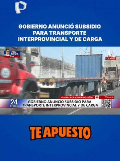 Subsidio del Gobierno para transporte interprovincial y de carga