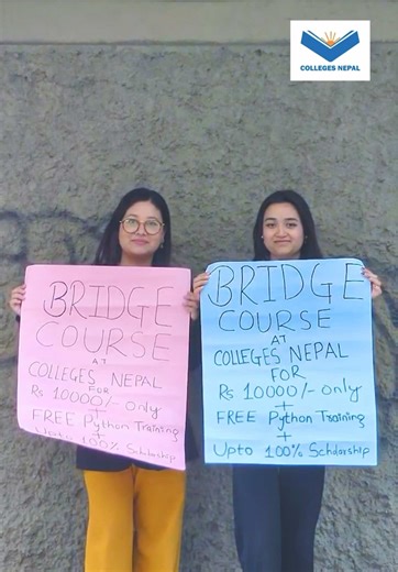 Level up after SEE! Join our Bridge Course at just Rs. 10,000 — includes FREE Python training & up to 100% scholarships! Don’t miss out on this smart start to your future Book your seat now: 🔗 https://shorturl.at/aB8iv #BridgeCourse2025 #CollegesNepal #AfterSEE #PythonTrainingFree #ScholarshipOpportunity #CareerReady #SEEStudents #NepalEducation #LearnAndGrow #FutureStartsNow