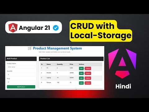 Angular 21 CRUD with LocalStorage 🔥 Full Project for Beginners (Step-by-Step) | Hindi