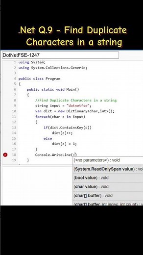 Find Duplicate Characters in C# | #CSharp #DotNet #CodingInterview #Programming #LearnToCode