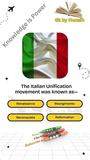 The Italian Unification movement Gk by Hunain #usashorts #history #generalknowledgequiz #gkquiz #gk