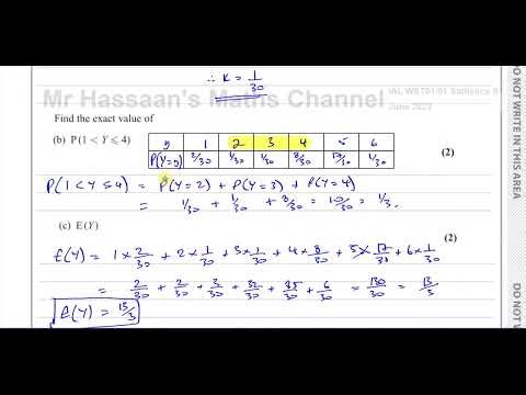 WST01/01, (Edexcel) IAL S1 June 2023, Q5, Discrete Random Variables, Expected Values, Variance