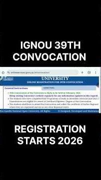 IGNOU 39th Convocation 2026 Registeration Starts | IGNOU Degree registration 2026