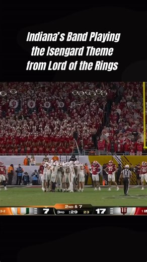 The Party’s Tavern | Fantasy Content on Instagram: "During the NCAA College Football National Championship, the Indiana Band could be heard playing the Isengard Theme from the Lord of the Rings films! So 🔥🔥🔥 #lordoftherings #lotrfan #isengard #middleearth #lordoftheringsmemes"