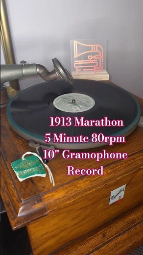 1913 10" Marathon 5 Minute 80rpm Vertical Cut Gramophone Shellac Record