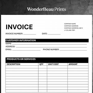 Invoice Template Pdf/word. Business Invoice. Contractor Invoice. Construction Invoice. Editable Invoice Form. Digital Download. - Etsy