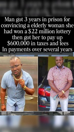 Tricked elderly woman into paying $600k on fake $22M lottery win. 3 years prison.💔🕵️‍♂️💰#LotteryScam