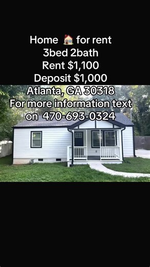 🏡🔥 ATLANTA RENTAL ALERT! THIS ONE WON’T LAST! 🔥🏡 If you’ve been searching for an affordable home in Atlanta, this is the opportunity you’ve been waiting for! A spacious 3 Bedroom / 2 Bathroom home is now available and ready for its next tenant. Perfect for families, roommates, or anyone looking for comfort and space in a great Atlanta location. 📍 Address: 2731 Oldknow Dr NW, Atlanta, GA 30318 💰 Monthly Rent: $1,100 🔐 Security Deposit: $1,000 This home offers the perfect combination of spa