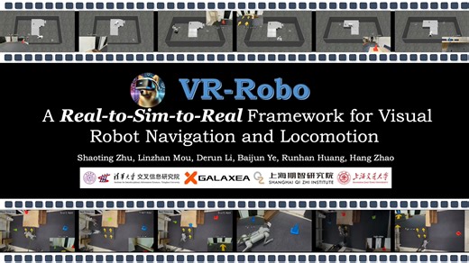VR-Robo: A Real-to-Sim-to-Real Framework for Visual Robot Navigation and Locomot