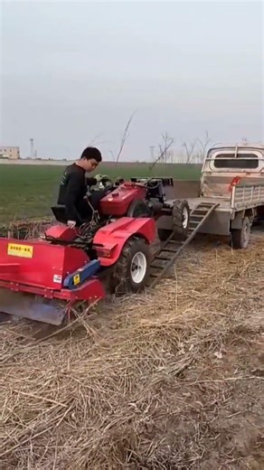 #MiniTiller #RotaryTillerForOrchard GreenhouseManagement# Tractor sitting on the side of the orchard