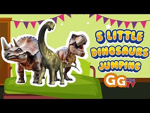Five Little Dinosaurs Jumping On The Bed | Nursery Rhymes & Kids Song