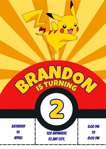 Pokemon Birthday,pokemon Invitation, Editable Pokemon Birthday Invitation,pikachu Party Invite Template,canva Birthday Invite. - Etsy