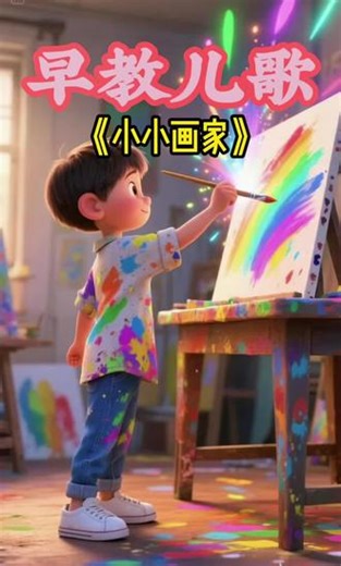 早教儿歌《小小画家》这首儿歌教会小朋友认识色彩（七彩），激发绘画兴趣，鼓励用画笔表达梦想，还传递了乐观心态与对生活的热爱。#0到3岁早教儿歌 #早教益智启蒙 #小小画家 #儿歌动画 #儿歌100首最火