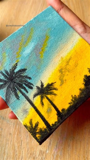 Easy Sunset Palm Tree Painting 🌅 | #shorts #artist #arttutorial #art